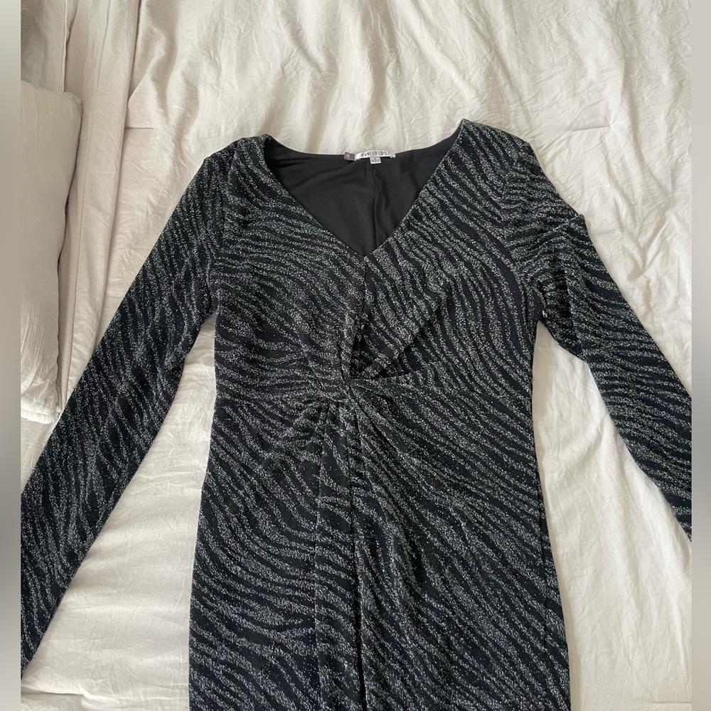 Sparkly long sleeve tiger print dress; size M
